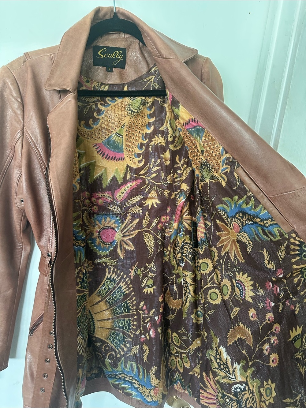 Scully Light Brown Long Leather Jacket Feminine Size S - Picture 6 of 9